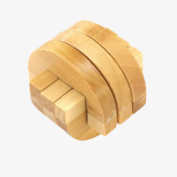 实物木质环环相扣玩具免抠