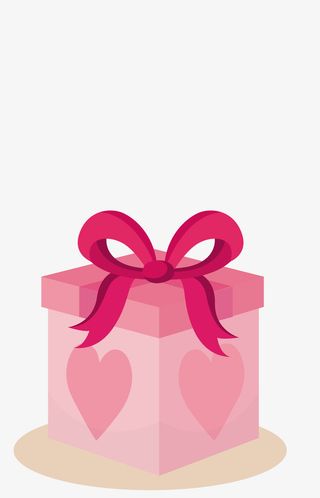 爱心图案的粉色礼盒图免抠