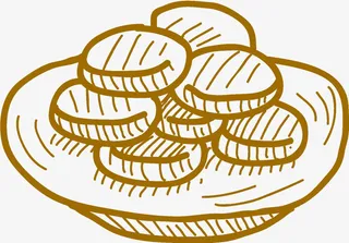 卡通黄色线描铜锣烧免抠