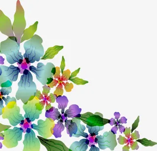 彩色水彩渐变边框装饰花纹免抠