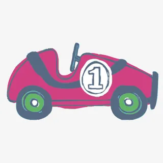 矢量红色手绘赛车卡通卡丁车免抠