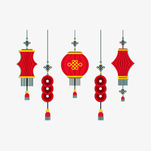 新年红色灯笼挂饰免抠