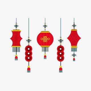 新年红色灯笼挂饰免抠