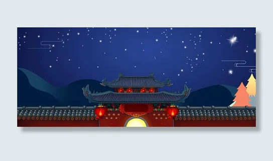 八月十五中秋节卡通手绘中国风banner高清 八月十五中秋节卡通手绘中国风banner高清