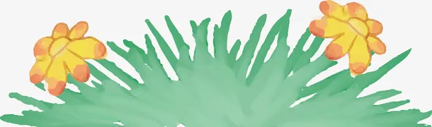 水彩花丛免抠