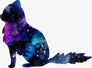 彩色科技感的小狗免抠