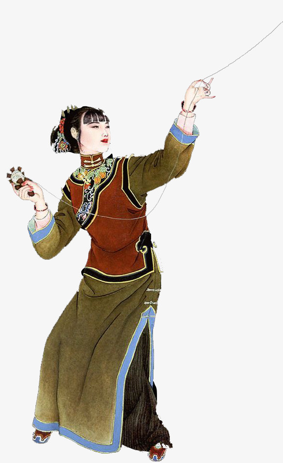 卡通风筝女免抠