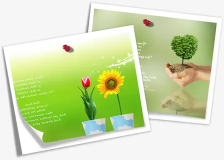 绿色春天环保花朵大树免抠