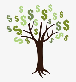 满树枝上的金钱免抠