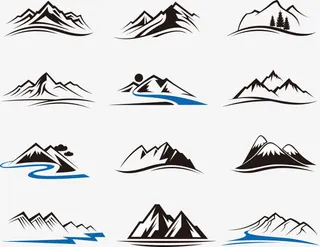 矢量曲线线条山形免抠