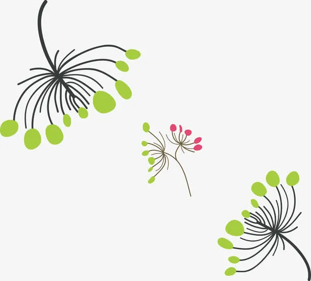 绿色线条花纹漂浮免抠