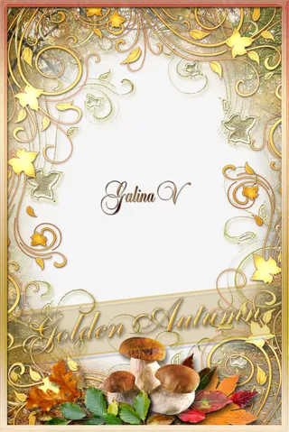 温馨金色叶子边框素材免抠