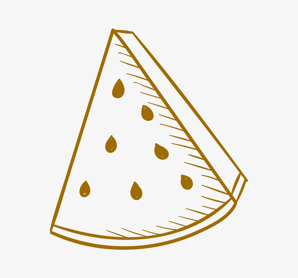 一块美味的西瓜素描画免抠