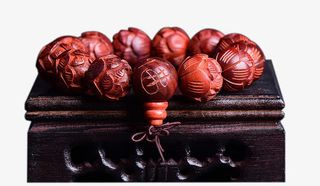 雕刻莲花佛珠念珠红木饰品免抠