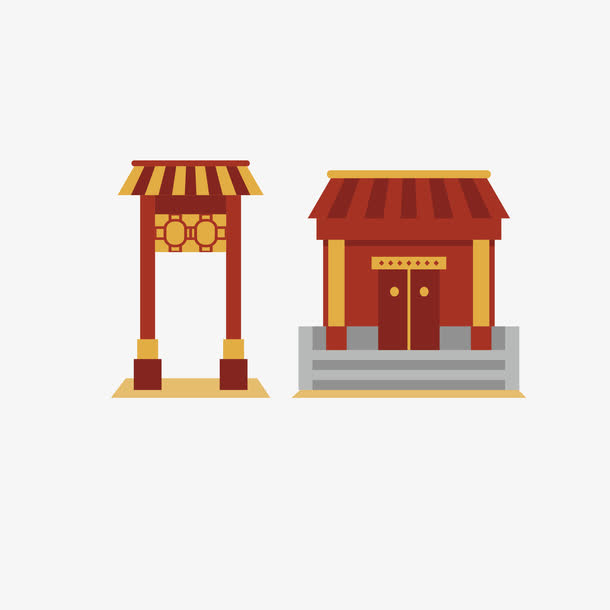 中国风建筑门免抠