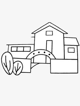 简笔画学校免抠