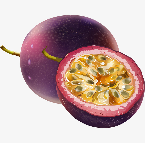 水彩卡通手绘百香果免抠