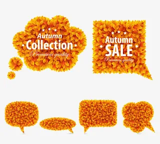 秋季促销标签免抠