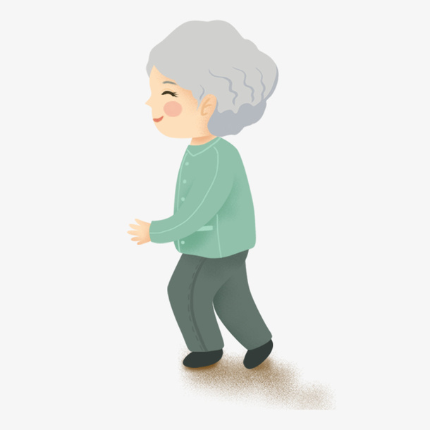 穿绿色衣服的老人家免抠