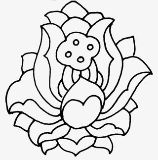 手绘装饰画速写荷花免抠