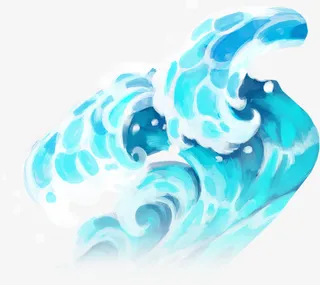 手绘水彩油画类特效水抽象浪花夏天免抠