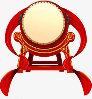 手绘中国风红色丝带和鼓免抠 手绘中国风红色丝带和鼓免抠