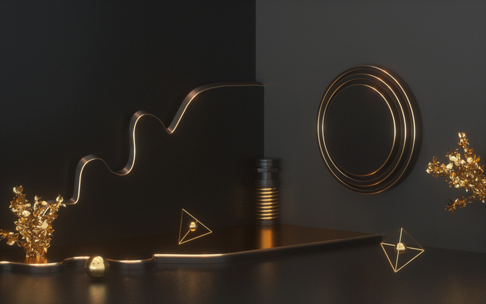 C4D，黑金，舞台，高端高清