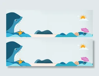 卡通可爱鲨鱼儿童用品banner背景高清