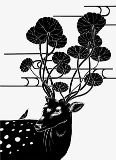 黑色梅花鹿免抠