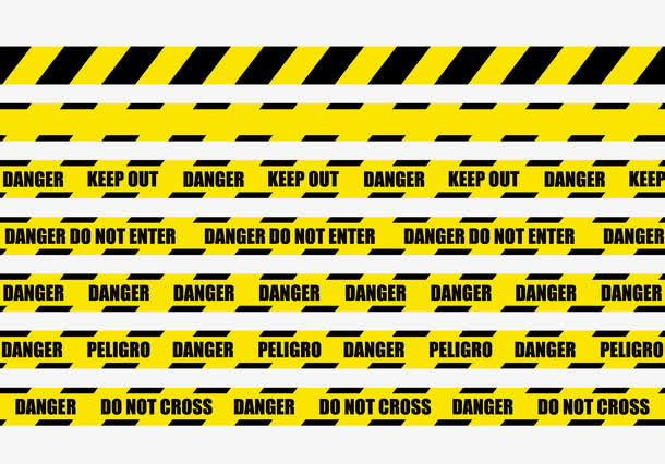 黄黑斜纹警戒线免抠