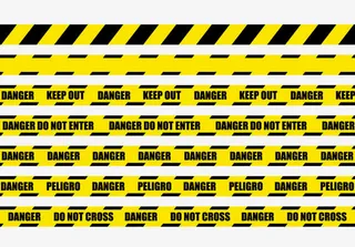 黄黑斜纹警戒线免抠