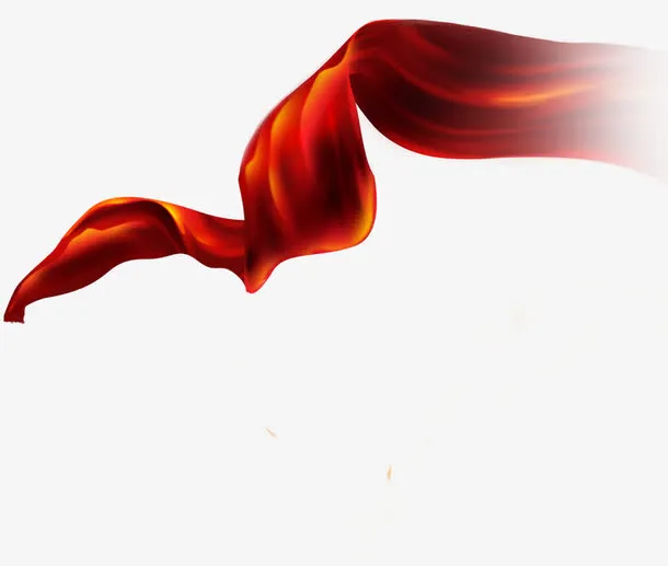 手绘红色光效丝带免抠