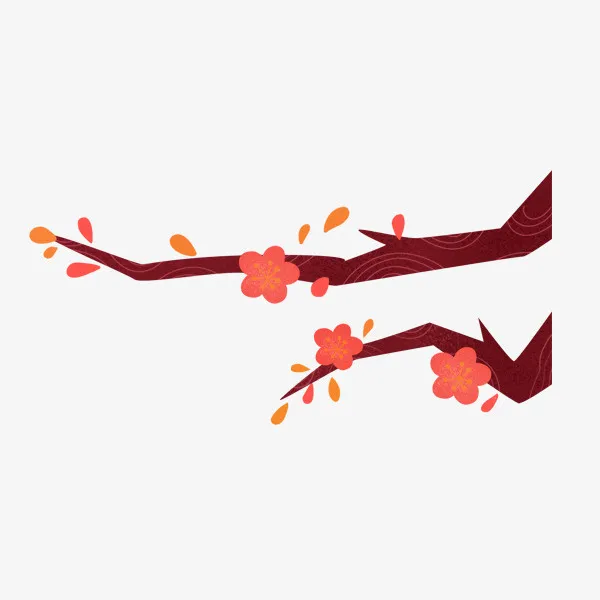 手绘中国风梅枝树枝免抠
