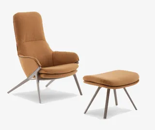 浅棕色单人沙发免抠