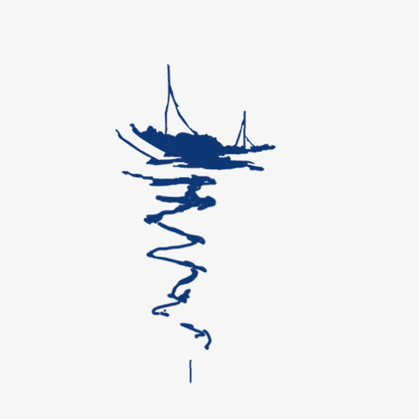 水墨小船免抠