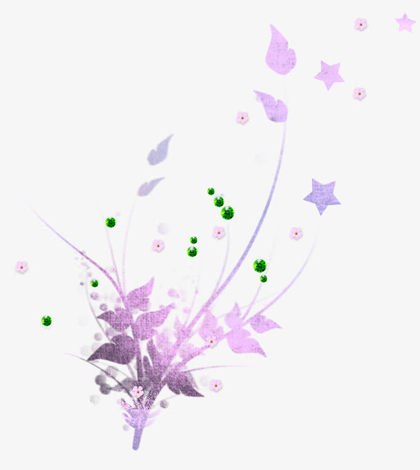 手绘粉色漂浮花丛免抠