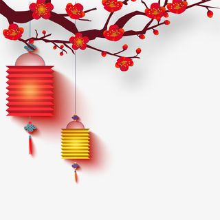 元宵节梅花枝花灯设计免抠手绘/卡通卡通元素