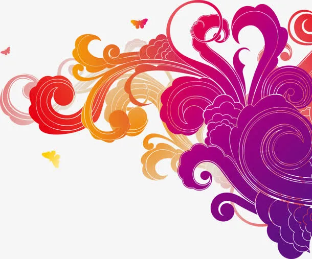 手绘祥云样式花纹免抠