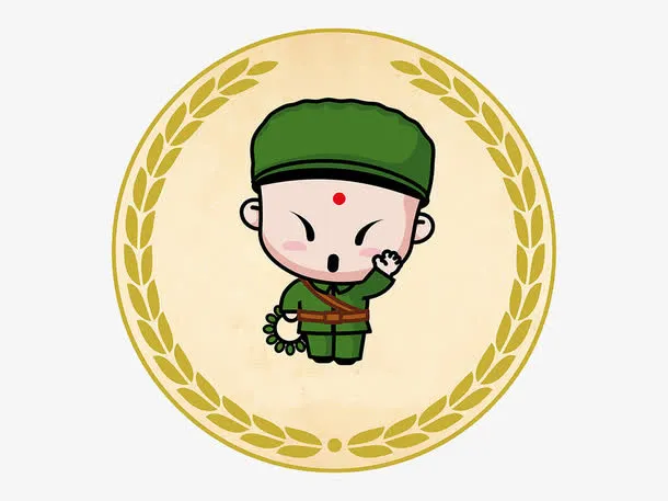 绿色军装军人卡通形象免抠
