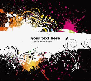 彩色墨迹蔓藤花纹免抠