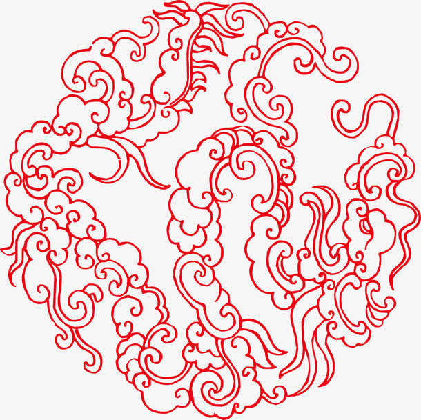 祥云图案窗花免抠