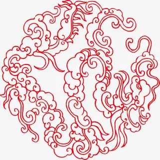 祥云图案窗花免抠