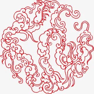祥云图案窗花免抠