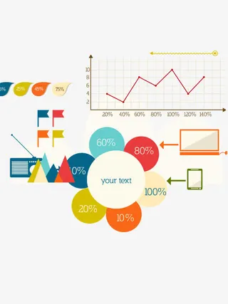 卡通小清新商务数据分析元素免抠