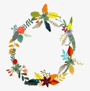 春天彩色花藤矢量下载高清花环装免抠