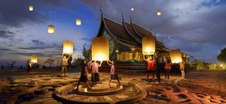 放飞孔明灯背景装饰高清