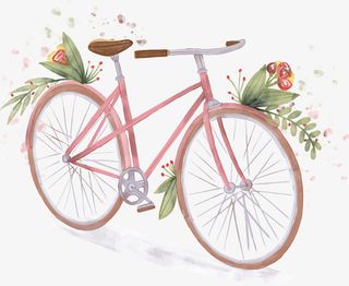 春暖花开粉色自行车免抠