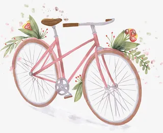 春暖花开粉色自行车免抠