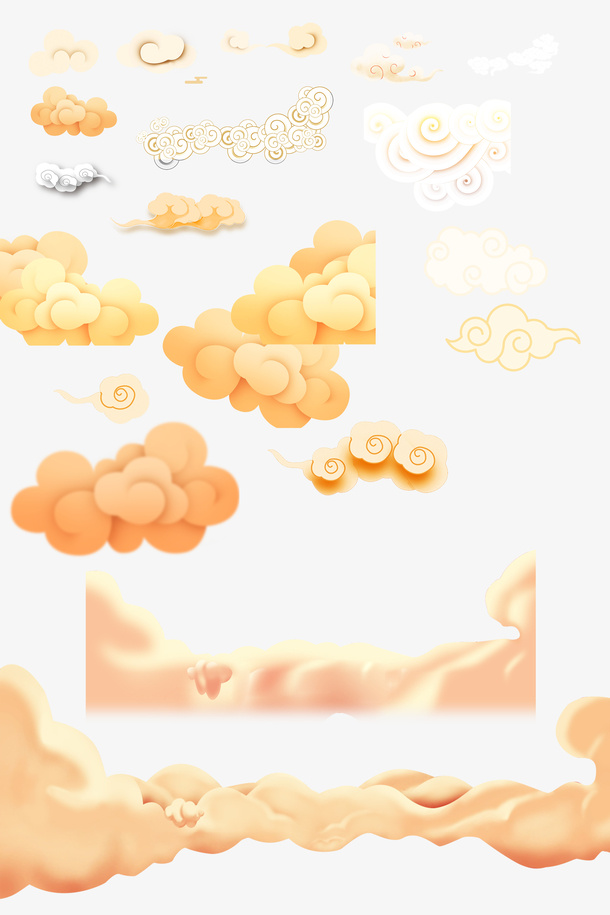 手绘云多样元素免抠