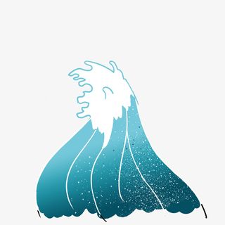 手绘海浪浪花国潮免抠